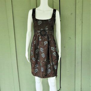 EVA FRANCO Brown Floral Brocade Tie Back Dress 4